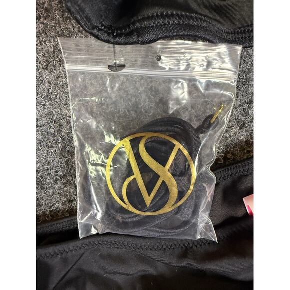 Rare Victoria Secret Bikini Set Black Lace Up Top & cheeky Bottoms Swimwear M - Picture 5 of 8